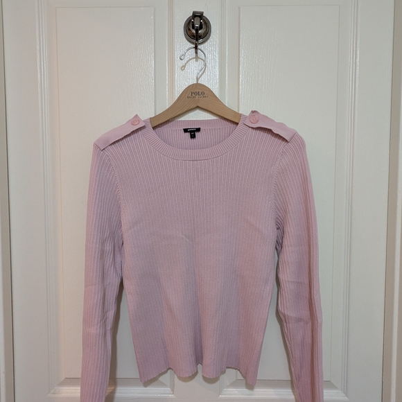 Express Pink Long Sleeve Ribbed Top - Picture 2 of 5